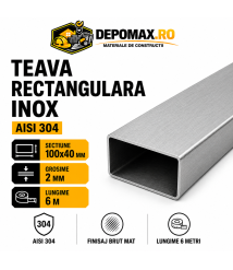 Teava rectangulara inox AISI 304, 100 x 40 x 2 mm, 6 metri Teava rectangulara inox AISI 304, 100 x 40 x 2 mm, 6 metri